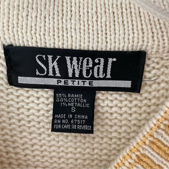 SK Wear Vintage NWTs Mykonos Grecian Gold Coin Metallic Thread Sweater small - Picture 9 of 10